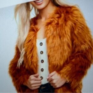 Brown faux fur coat size L | Charlotte Russe